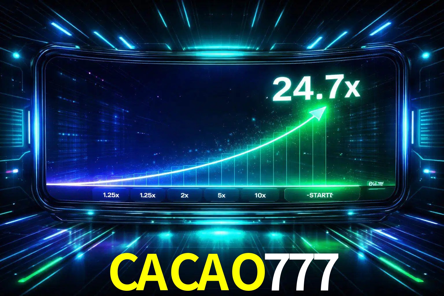Una pantalla moderna de juego estilo crash con multiplicadores ascendentes, visuales de neón y una interfaz intensa enfocada en la acción.
